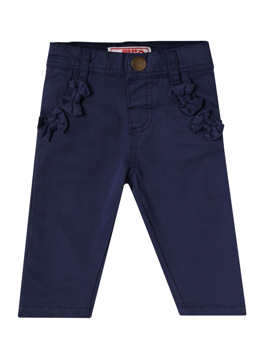 

UNDER FOURTEEN ONLY Girls Navy Blue Slim Fit Trousers