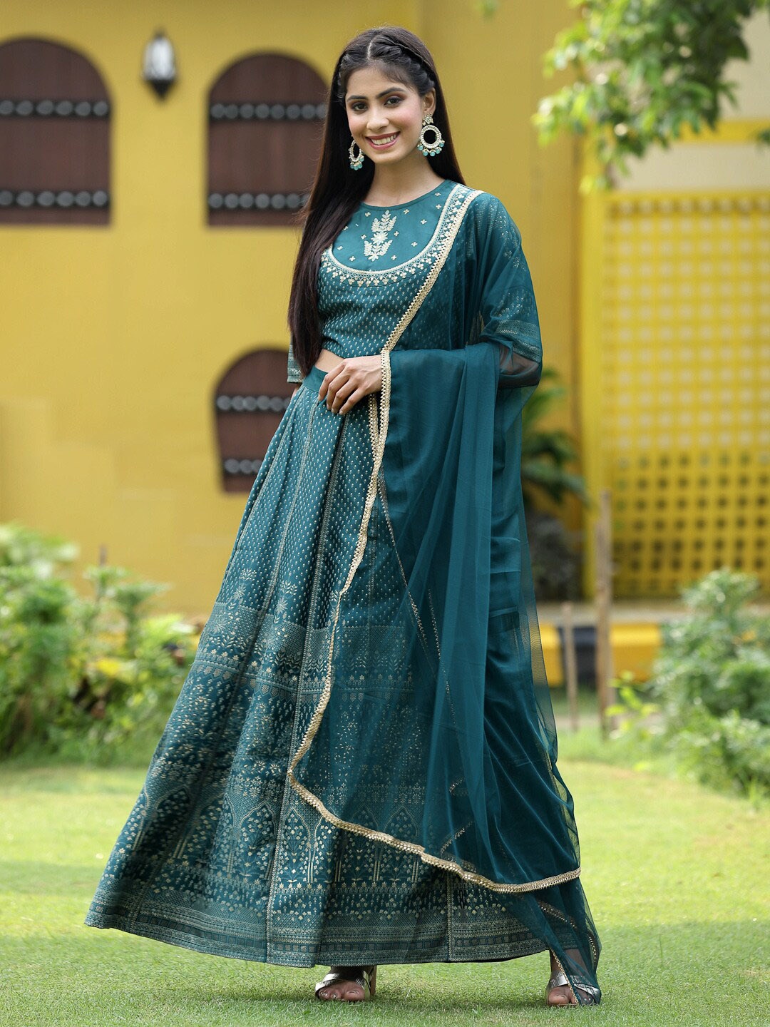 

Juniper Women Teal Lehenga Choli