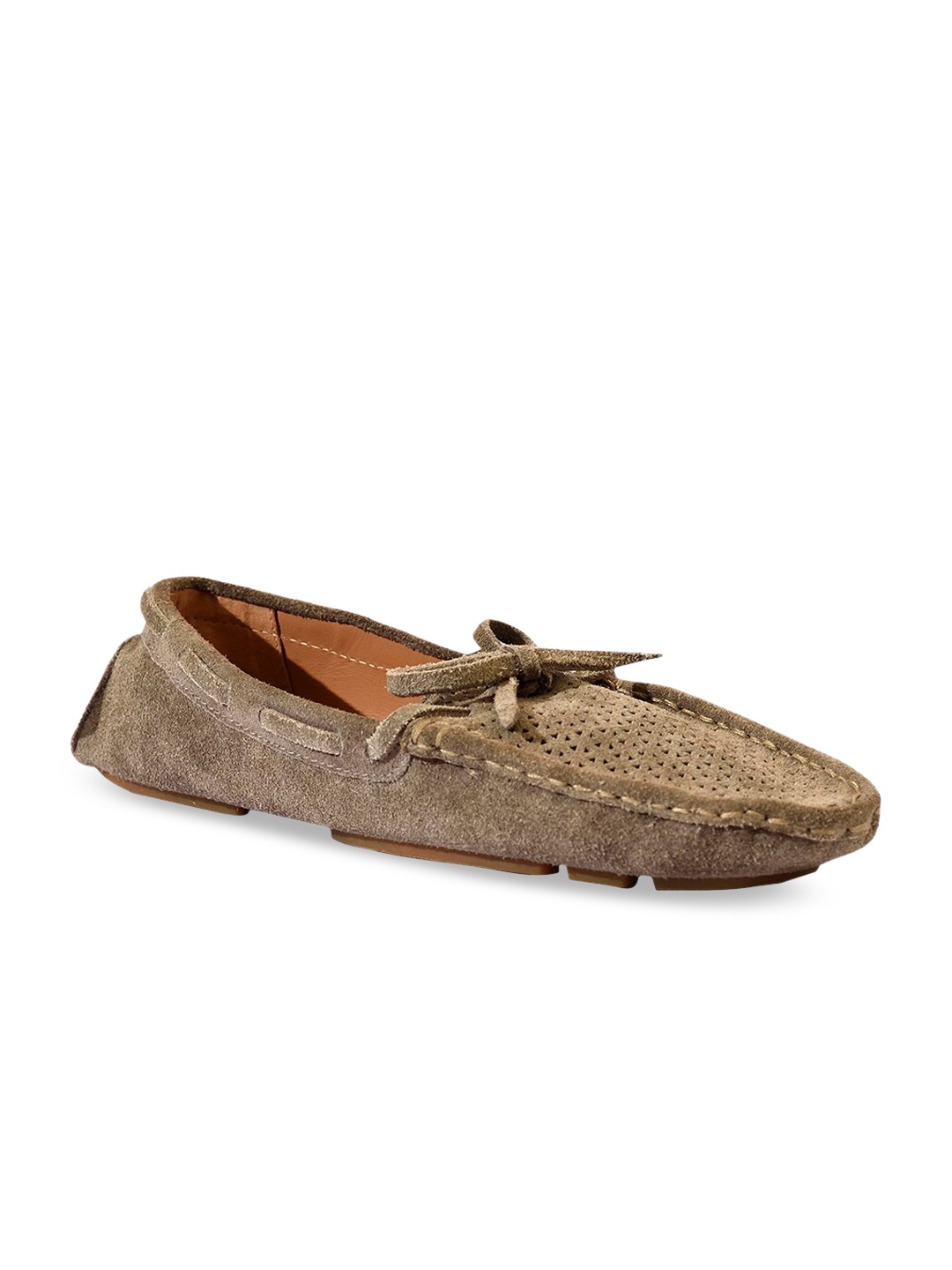 

Eske Women Khaki Textured Leather Loafers