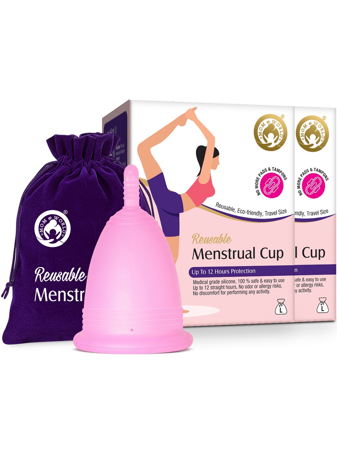 

Mom & World Set of 2 Large Reusable Menstrual Cups - Pink