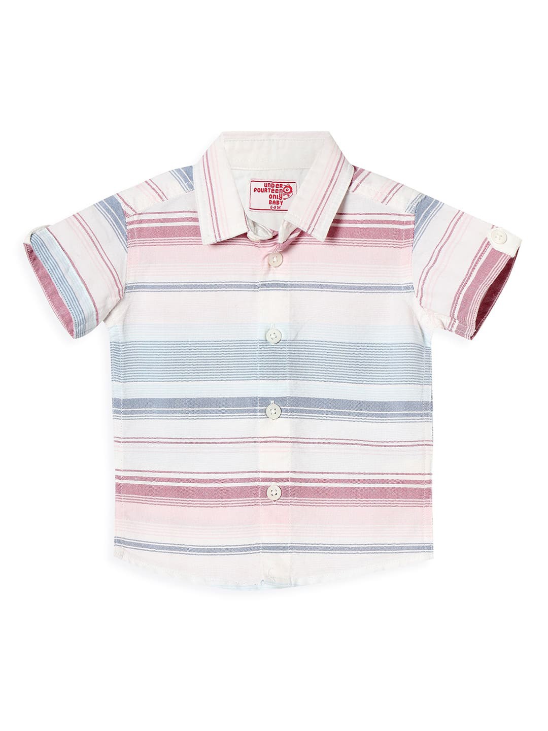 

UNDER FOURTEEN ONLY Boys Off White Multi Stripes Striped Casual Shirt