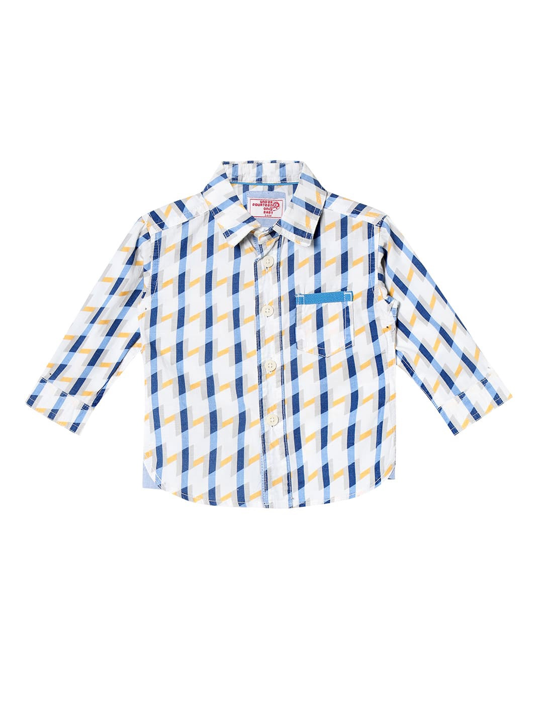 

UNDER FOURTEEN ONLY Boys Off White Gingham Checks Checked Casual Shirt