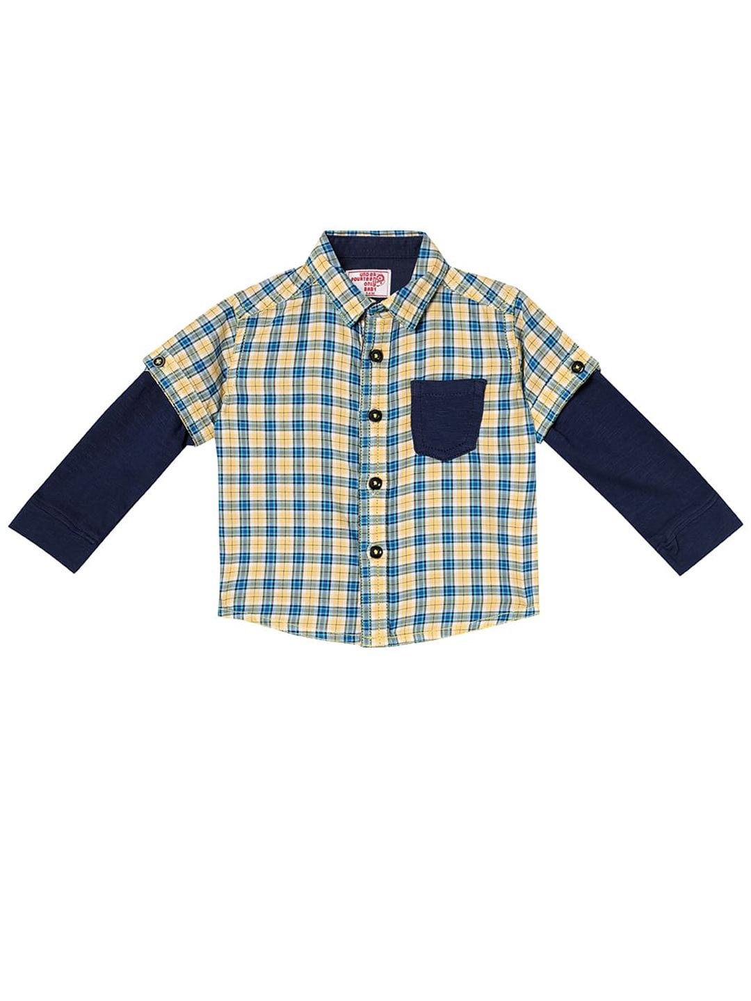 

UNDER FOURTEEN ONLY Boys Yellow Checked Casual Shirt