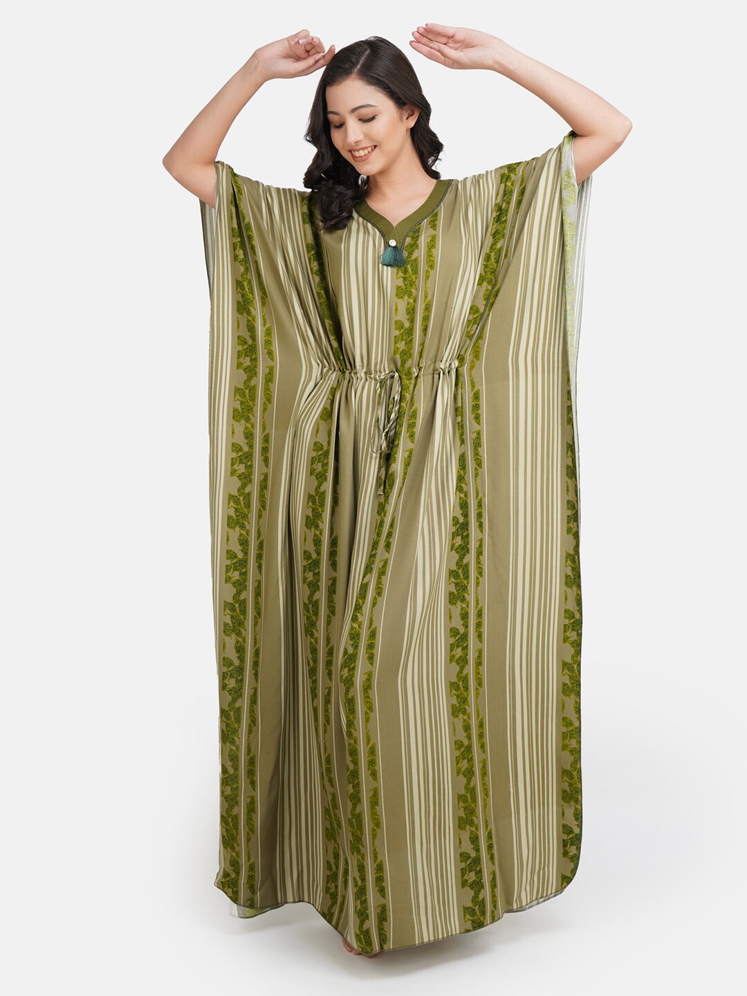 

KOI SLEEPWEAR Women Green Rayon Kaftan Nightdress