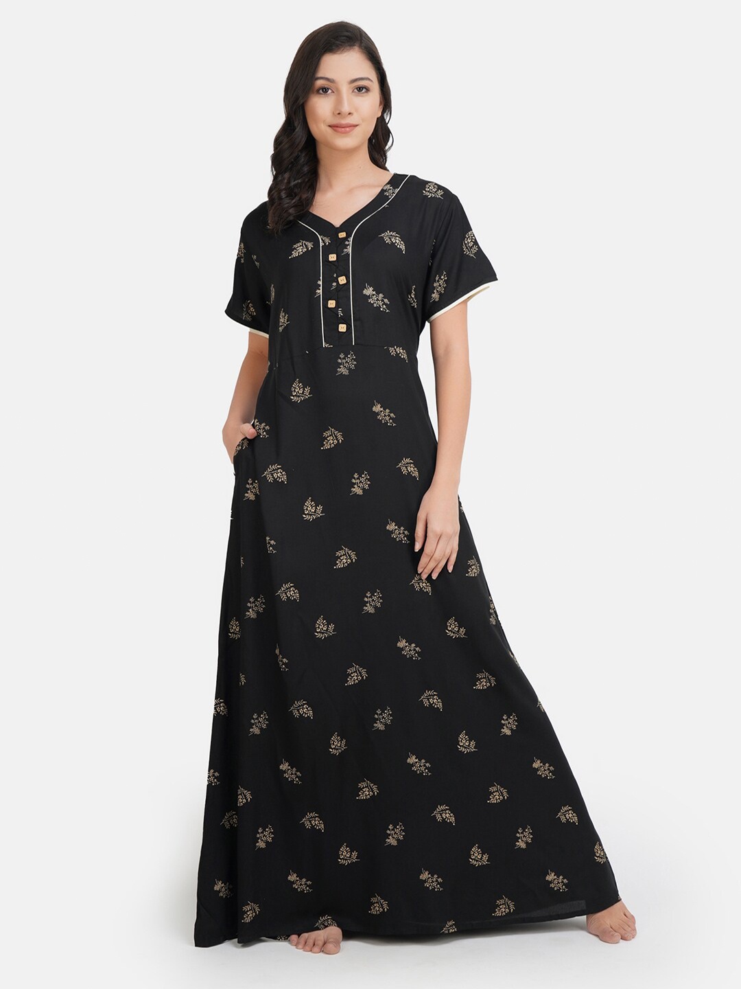 

KOI SLEEPWEAR Women Black Nightdress