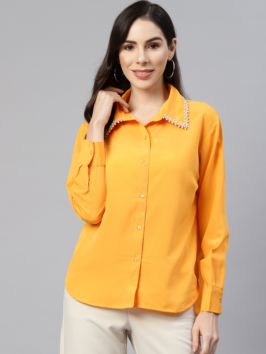 

plusS Women Yellow Regular Fit Casual Shirt