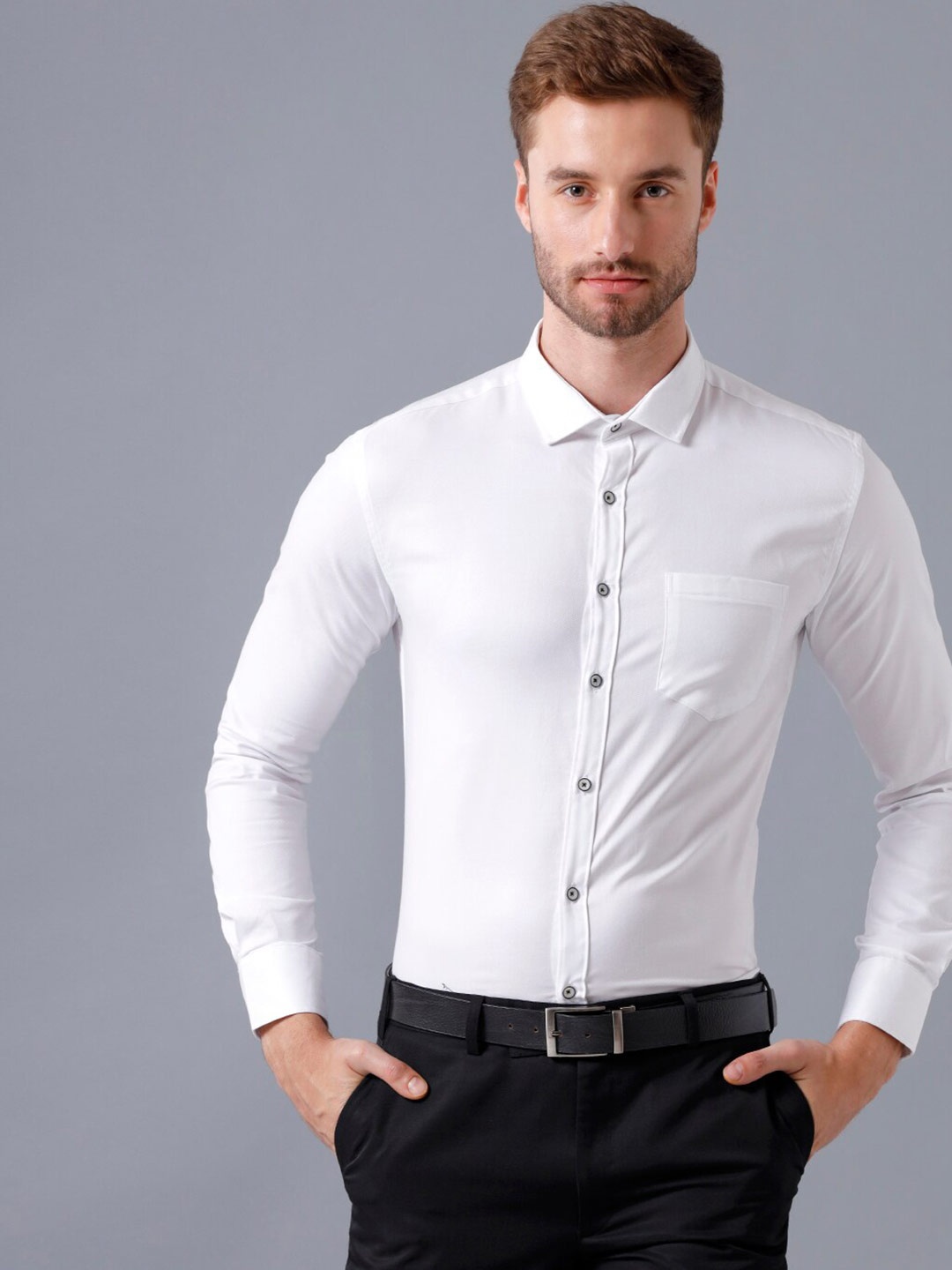 

YOVISH Men White Smart Slim Fit Casual long sleeve Shirt