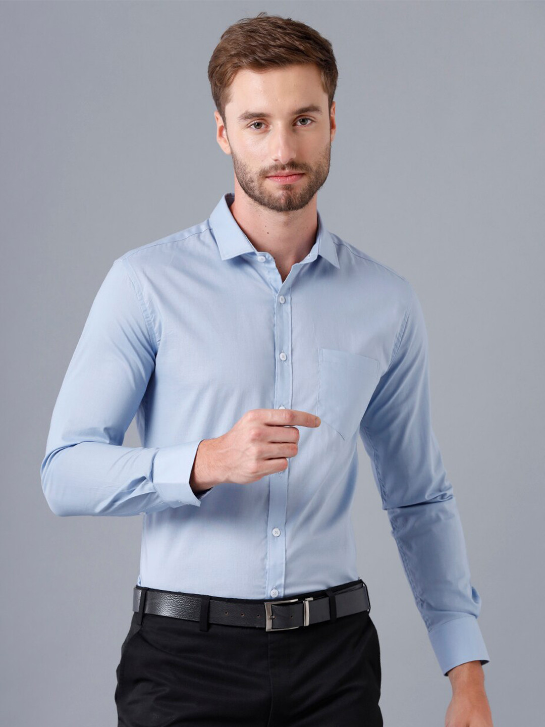

YOVISH Men Blue Smart Slim Fit Formal long sleeve Shirt