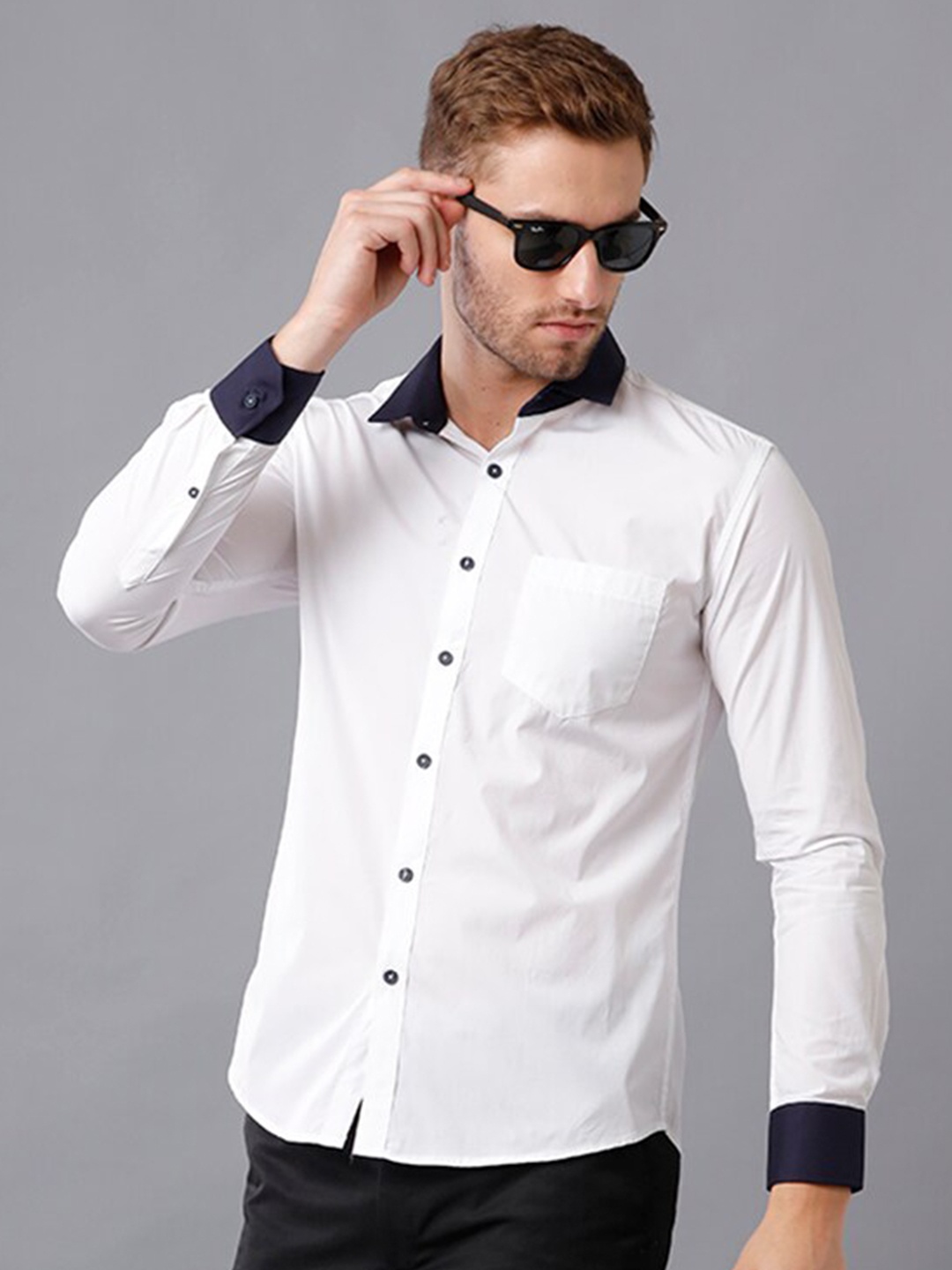 

YOVISH Men White Smart Slim Fit Solid Casual Shirt