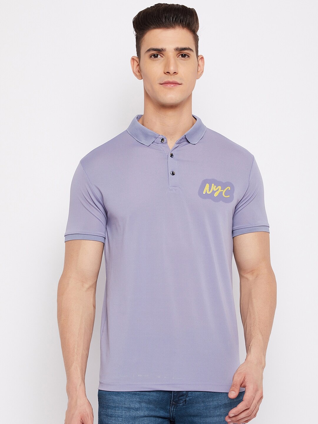 

Duke Men Purple Polo Collar Slim Fit T-shirt