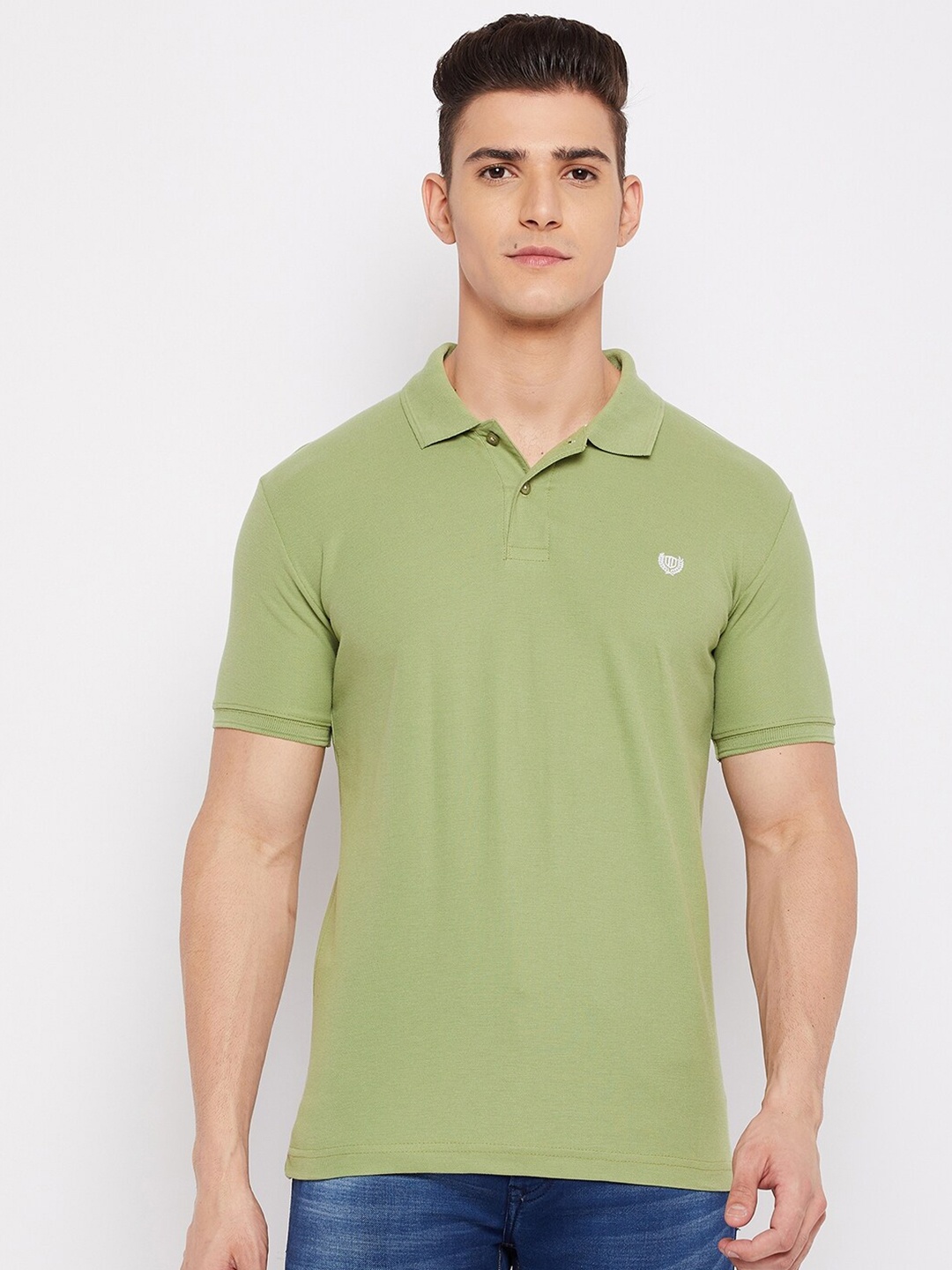 

Duke Men Green Polo Collar Slim Fit T-shirt