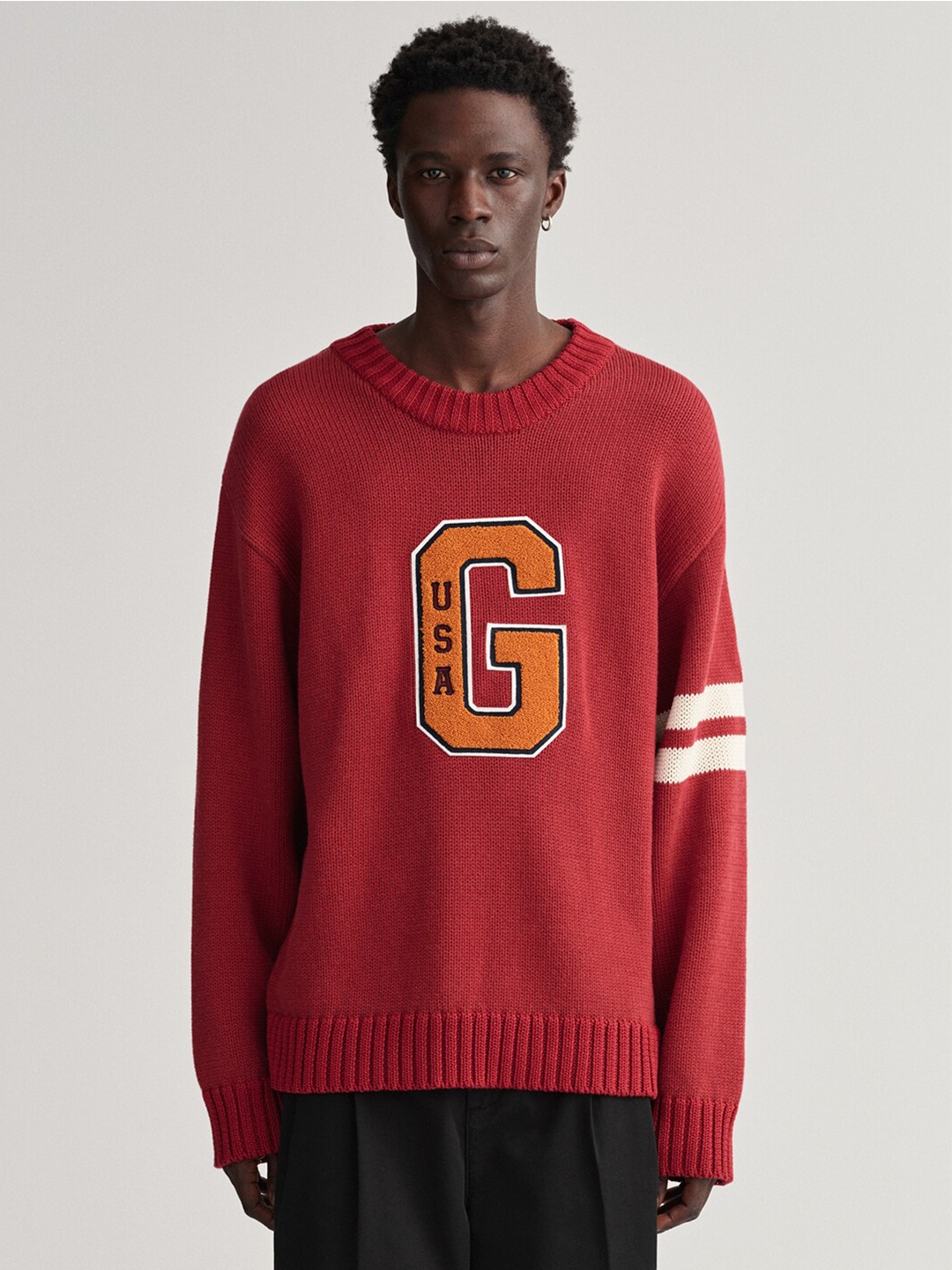 

GANT Men Self Design Red & Orange Typography Pullover