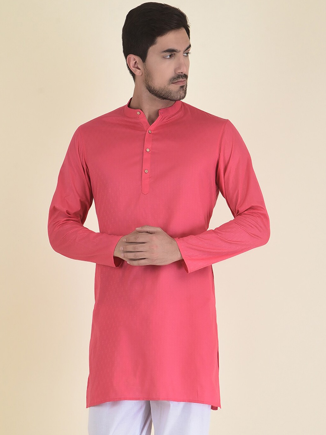 

DEYANN Men Pink Kurta with Dhoti Pants