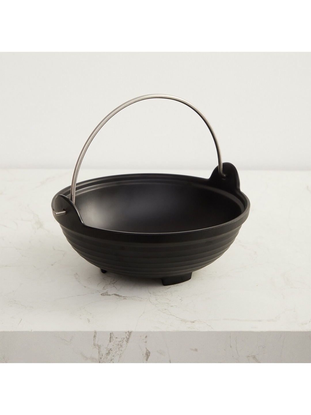 

Home Centre Black Stainless Steel Kadhai With Handle