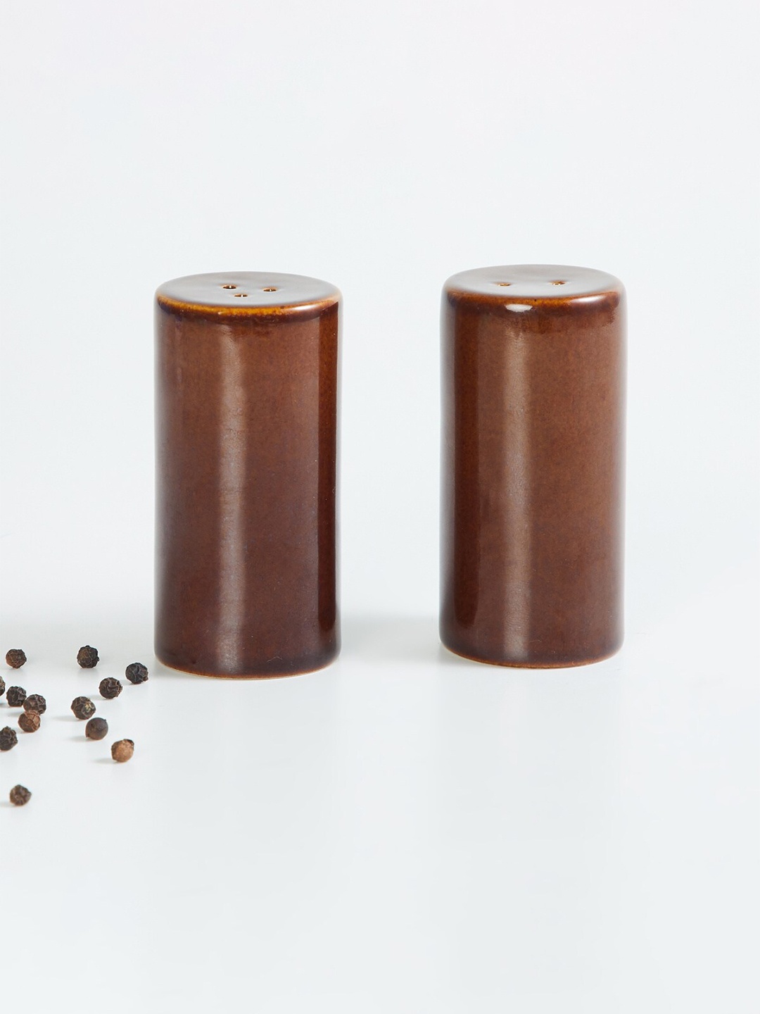 

Home Centre Mirage Brown Stoneware Salt And Pepper Shaker Set
