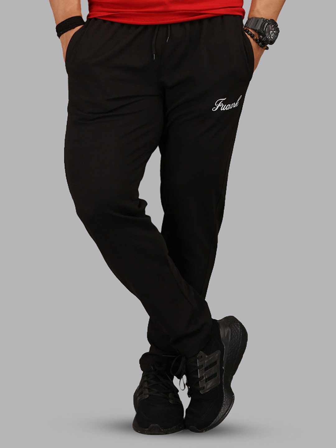 

FUAARK Men Black Solid Track Pants