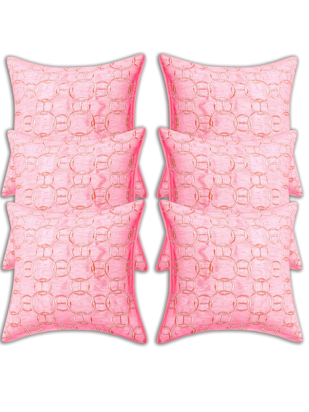 

INDHOME LIFE Peach-Coloured Set of 6 Embroidered Square Cushion Covers