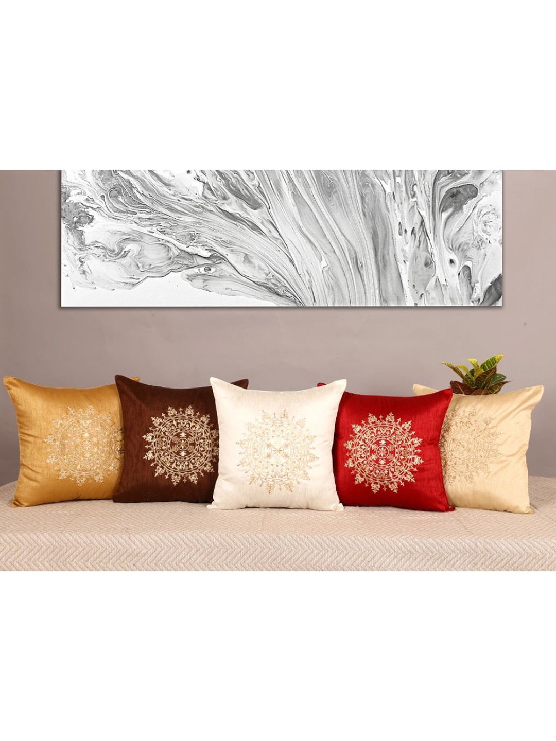 

INDHOME LIFE Unisex Multi Cushion Covers, Red