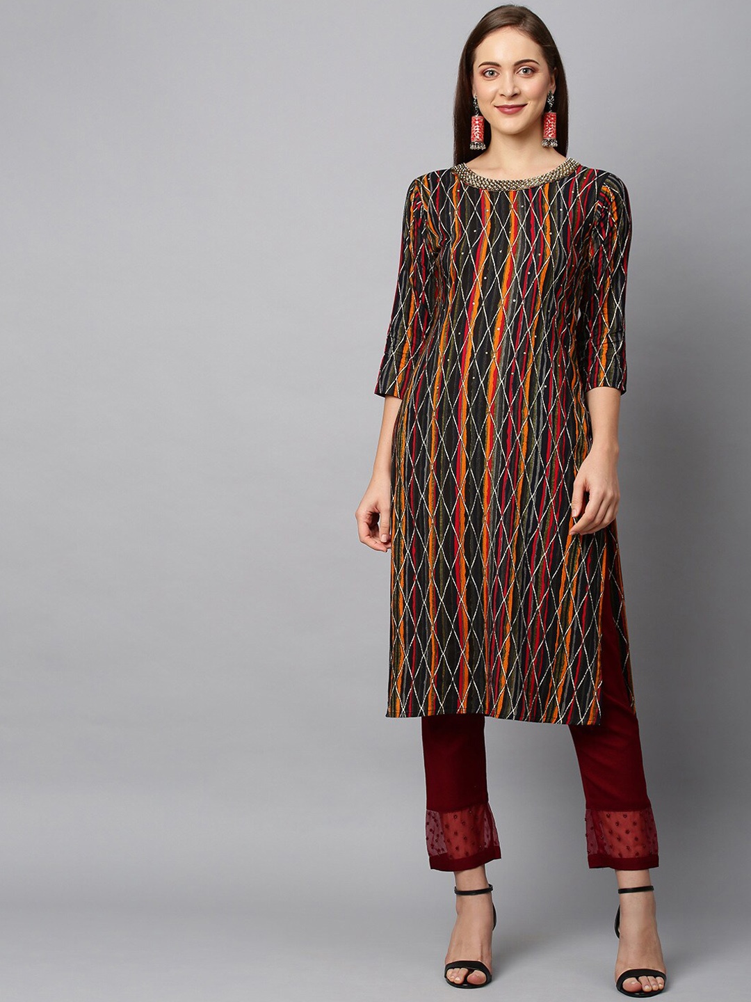 

FASHOR Women Multicoloured Geometric Printed Kurta, Multi