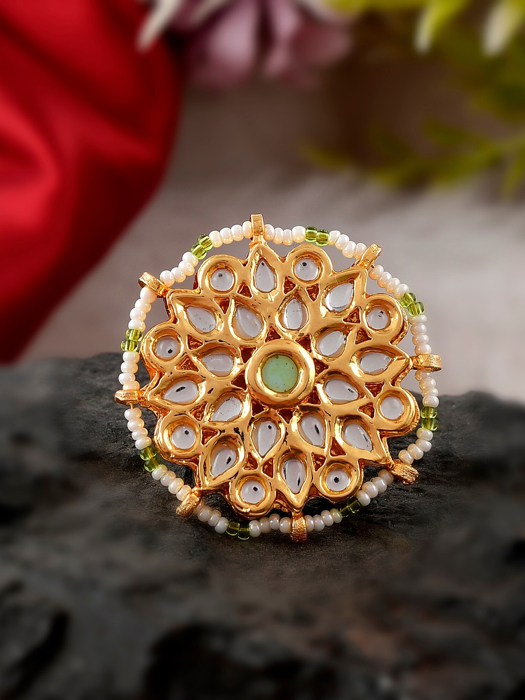 

DASTOOR Women Gold- toned Meenakari Adjustable Kunda Ring