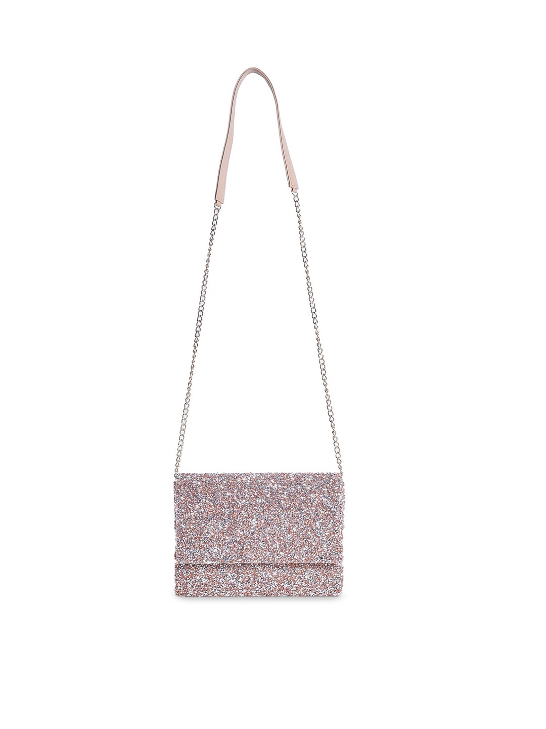 

Angeline Rose Gold Embellished Structured Sling Bag