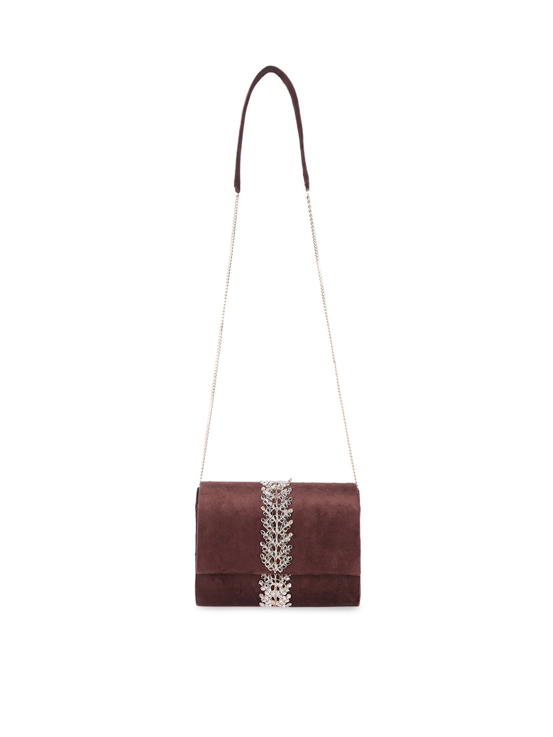 

Angeline Brown Embellished Structured Designer Sling Bag