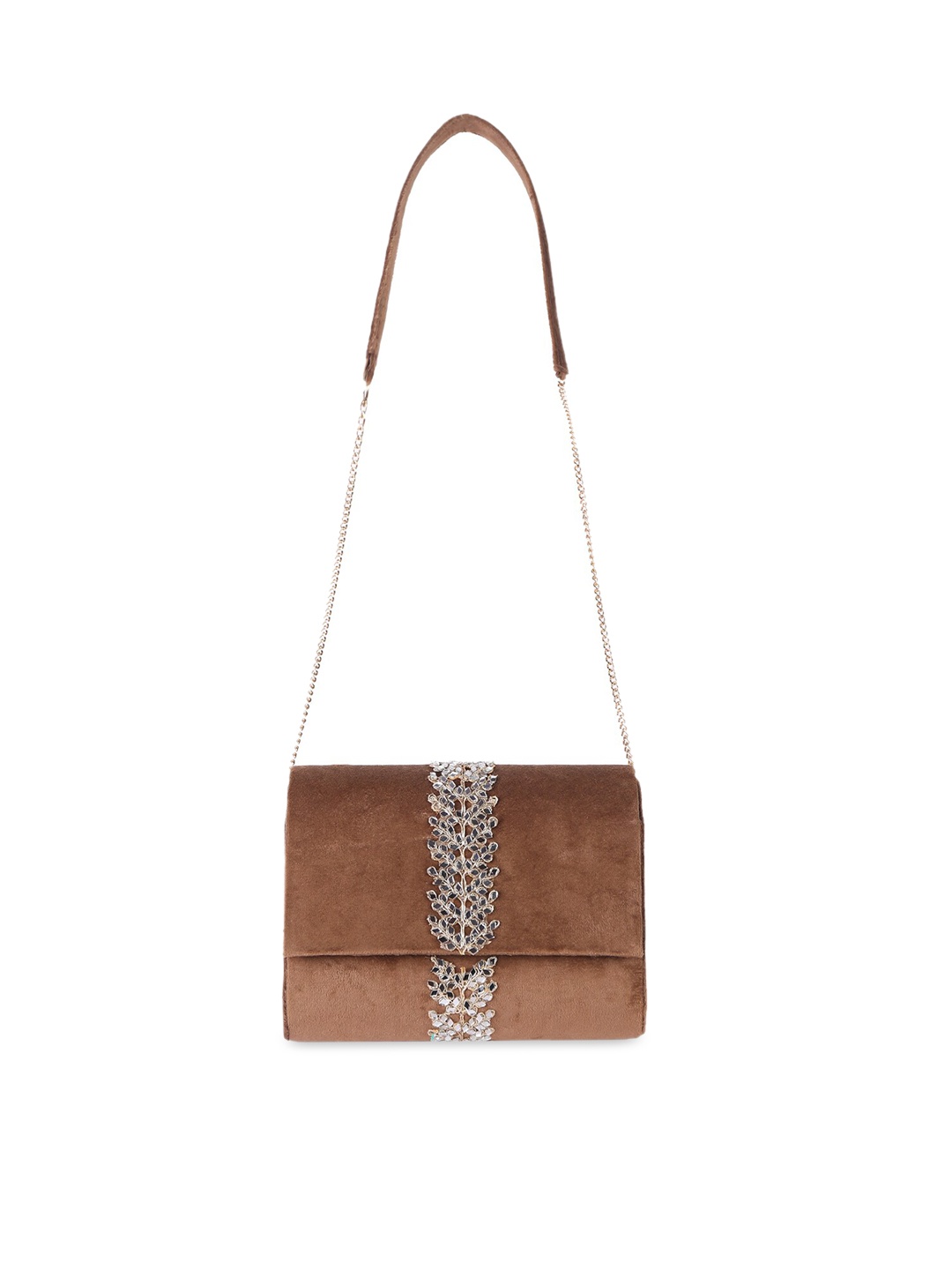

Angeline Beige Floral Embellished Structured Sling Bag