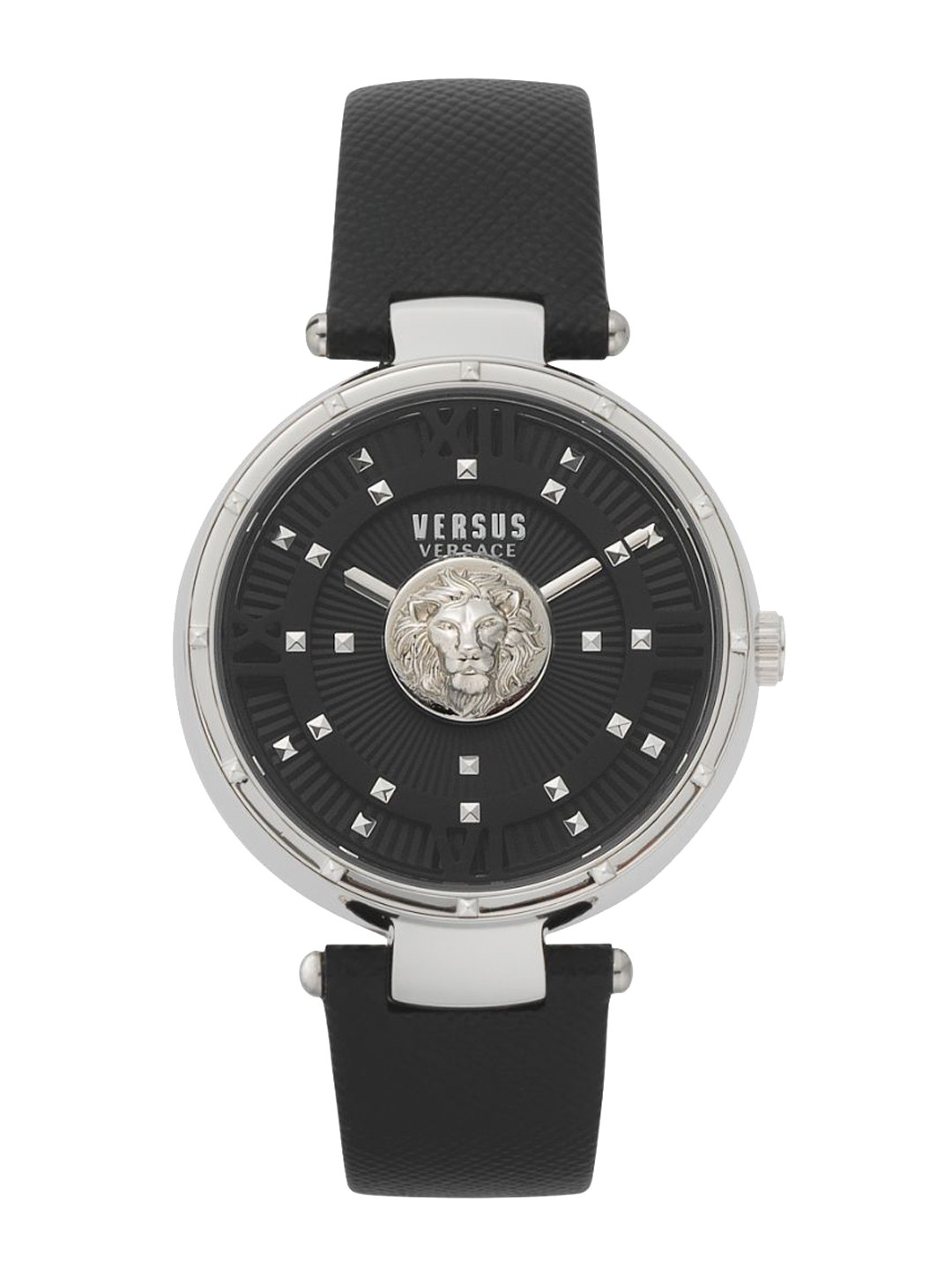 

Versus Women Black Embellished Dial & Black Leather Straps Analogue Watch
