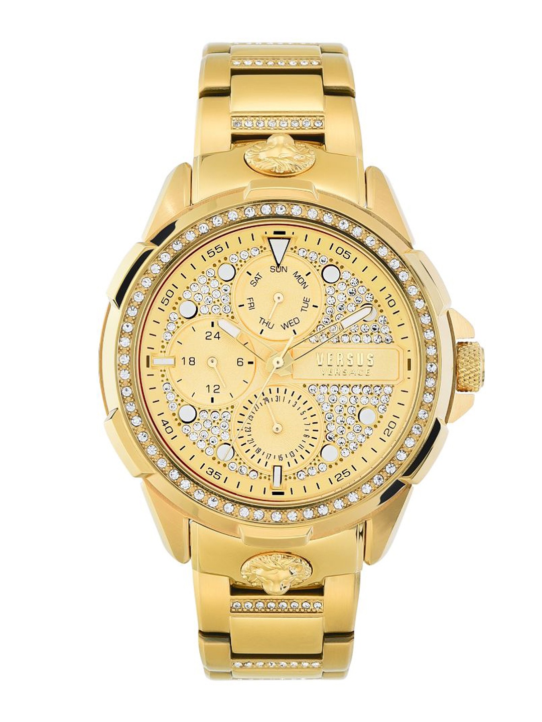 

Versus Men Gold-Toned Embellished Dial & Gold-Plated Stainless Steel Bracelet Style Straps Analogue Watch