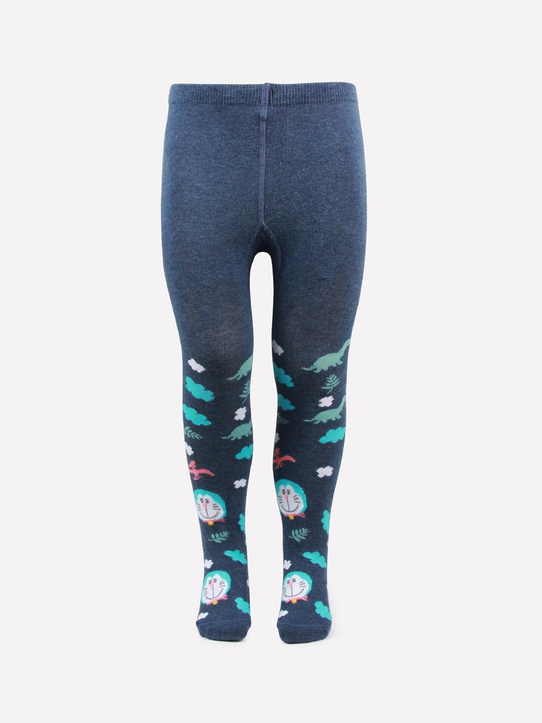 

Bonjour Girls Navy Blue & Green Printed Knitted Cotton Stockings