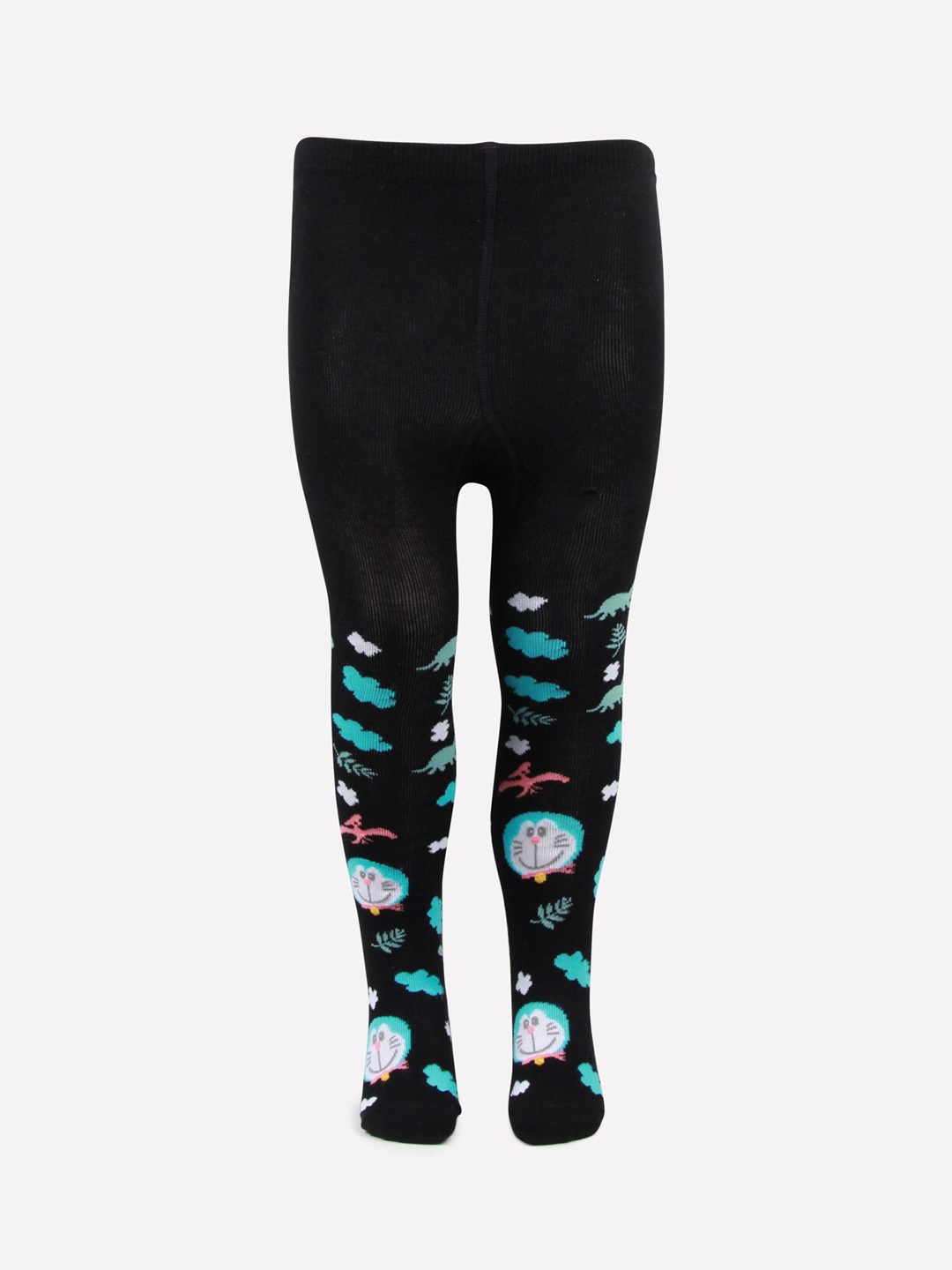 

Bonjour Girls Black Printed Knitted Cotton Stockings