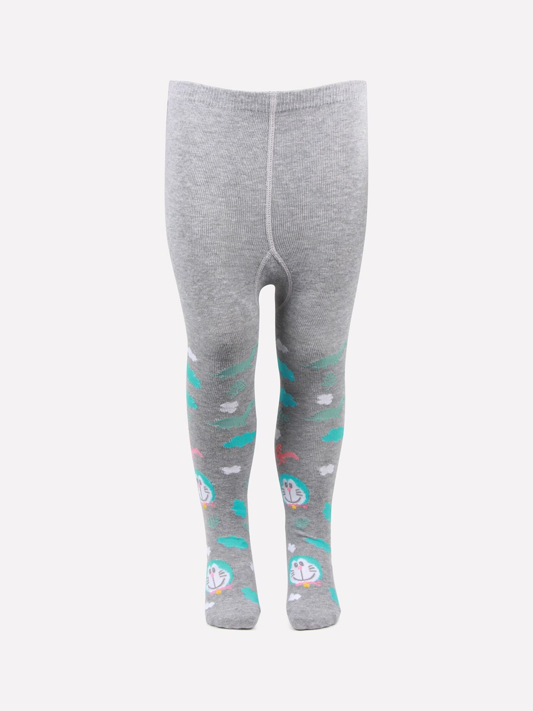 

Bonjour Girls Grey Melange Printed Knitted Cotton Tights