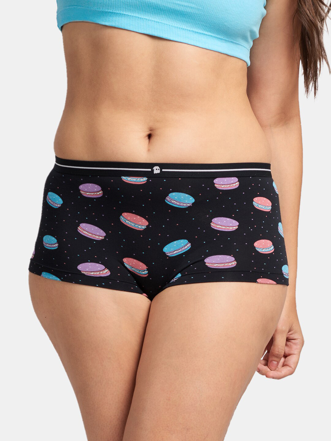 

The Souled Store Women Black Printed Boyshorts Briefs 185853-Black