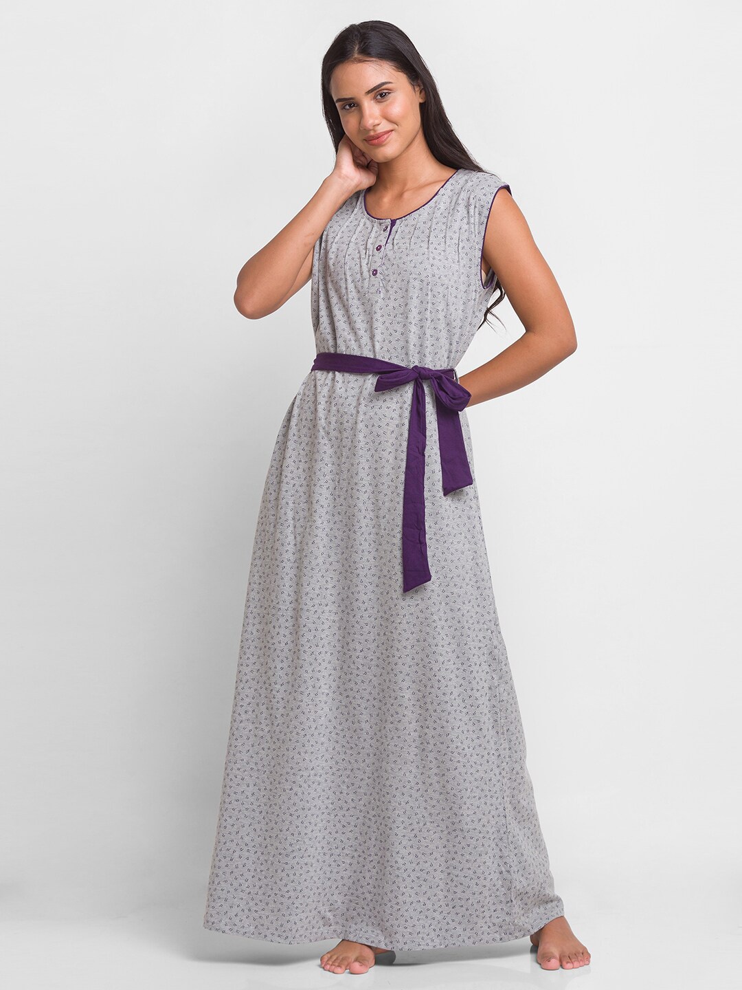 

XIN Women Grey Melange Nightdress