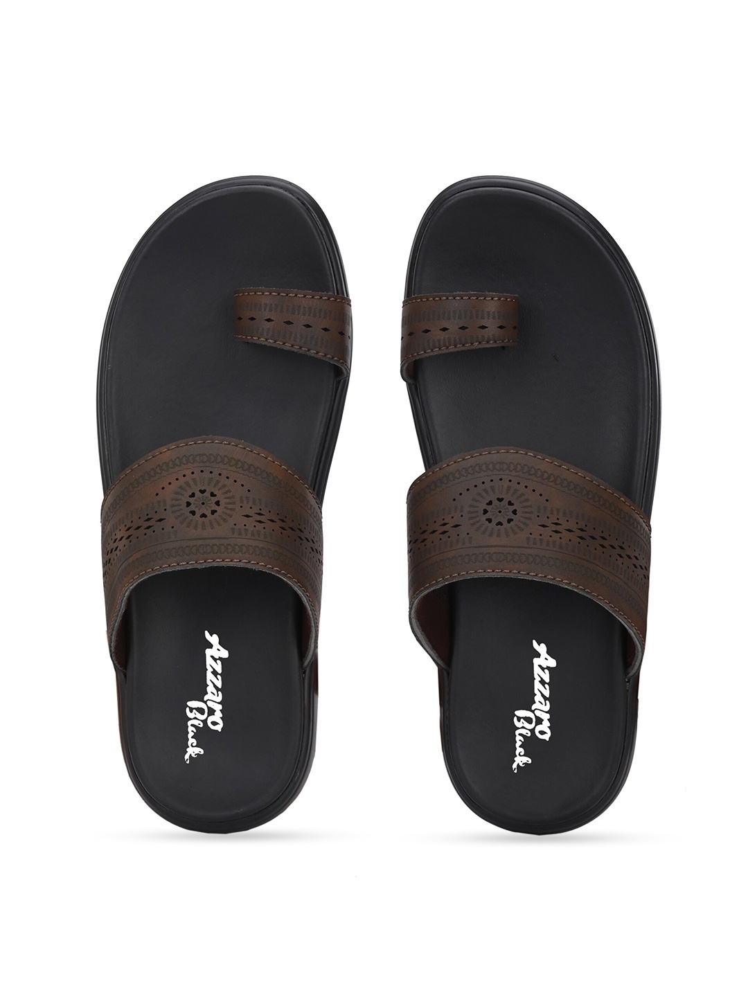 

Azzaro Black Men Brown Flip Flops