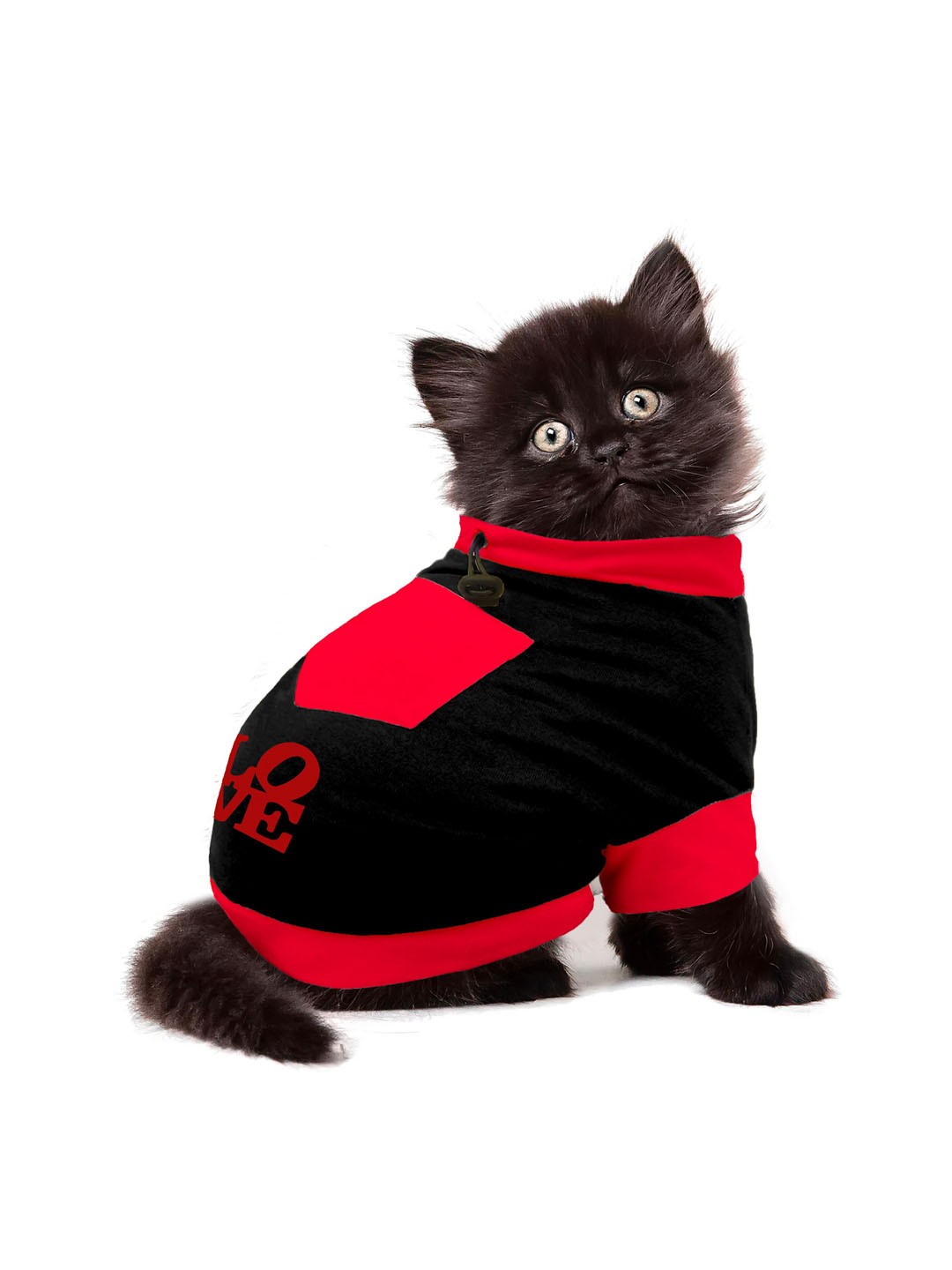 

Dchica Paws Black & Red Printed Cotton Cat Tshirts