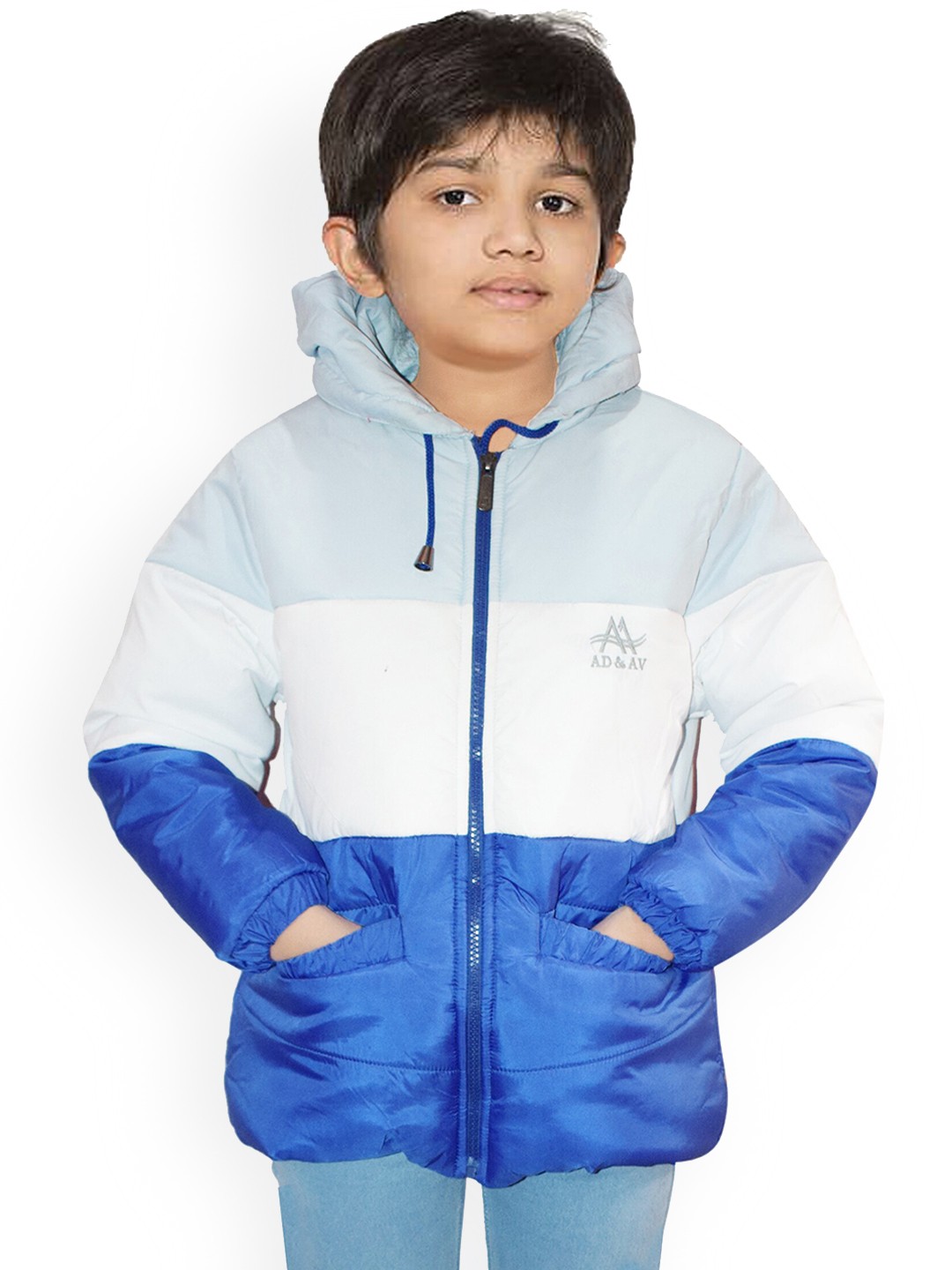 

AD & AV Boys Sea Green White Water Resistant Crop Padded Jacket