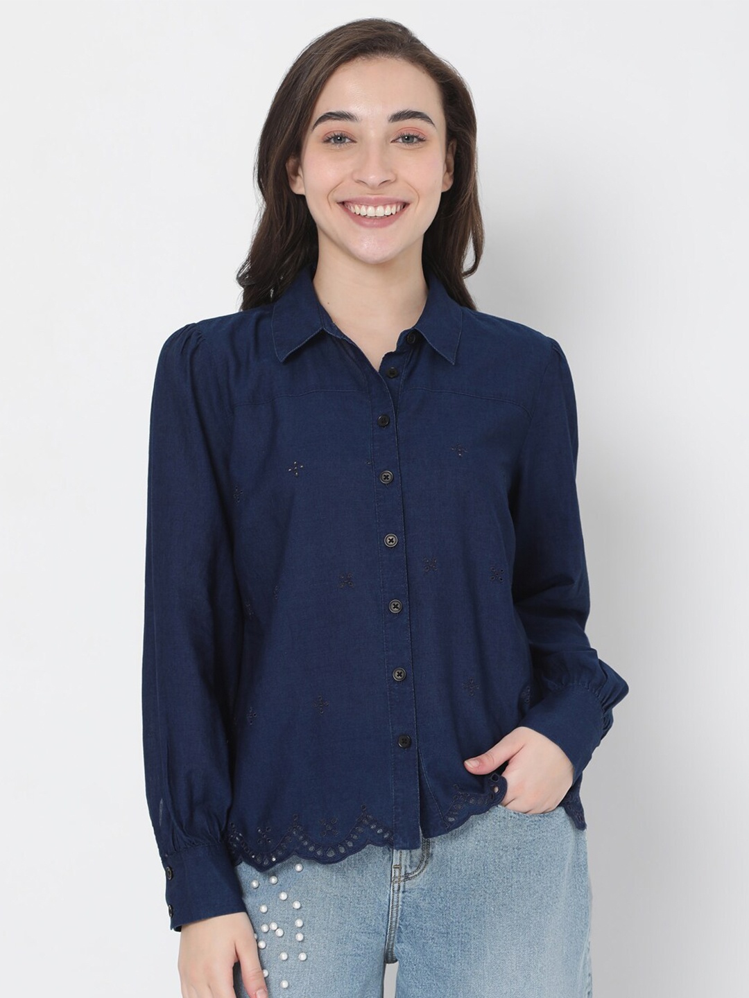 

Vero Moda Women Blue Casual Shirt