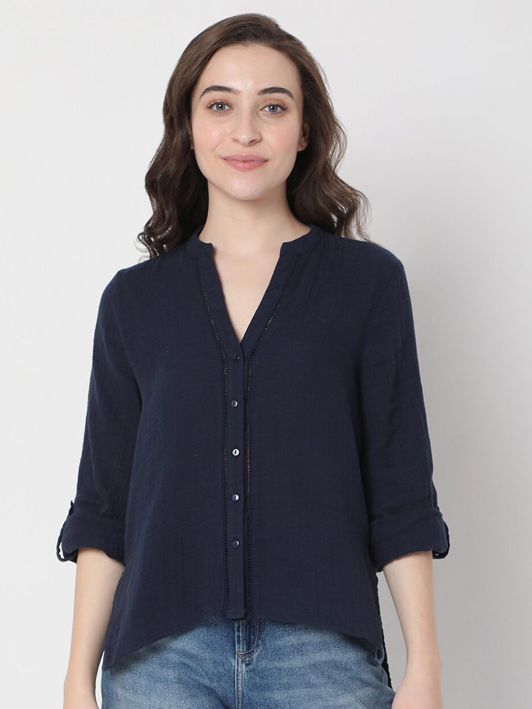 

Vero Moda Women Navy Blue Casual Shirt