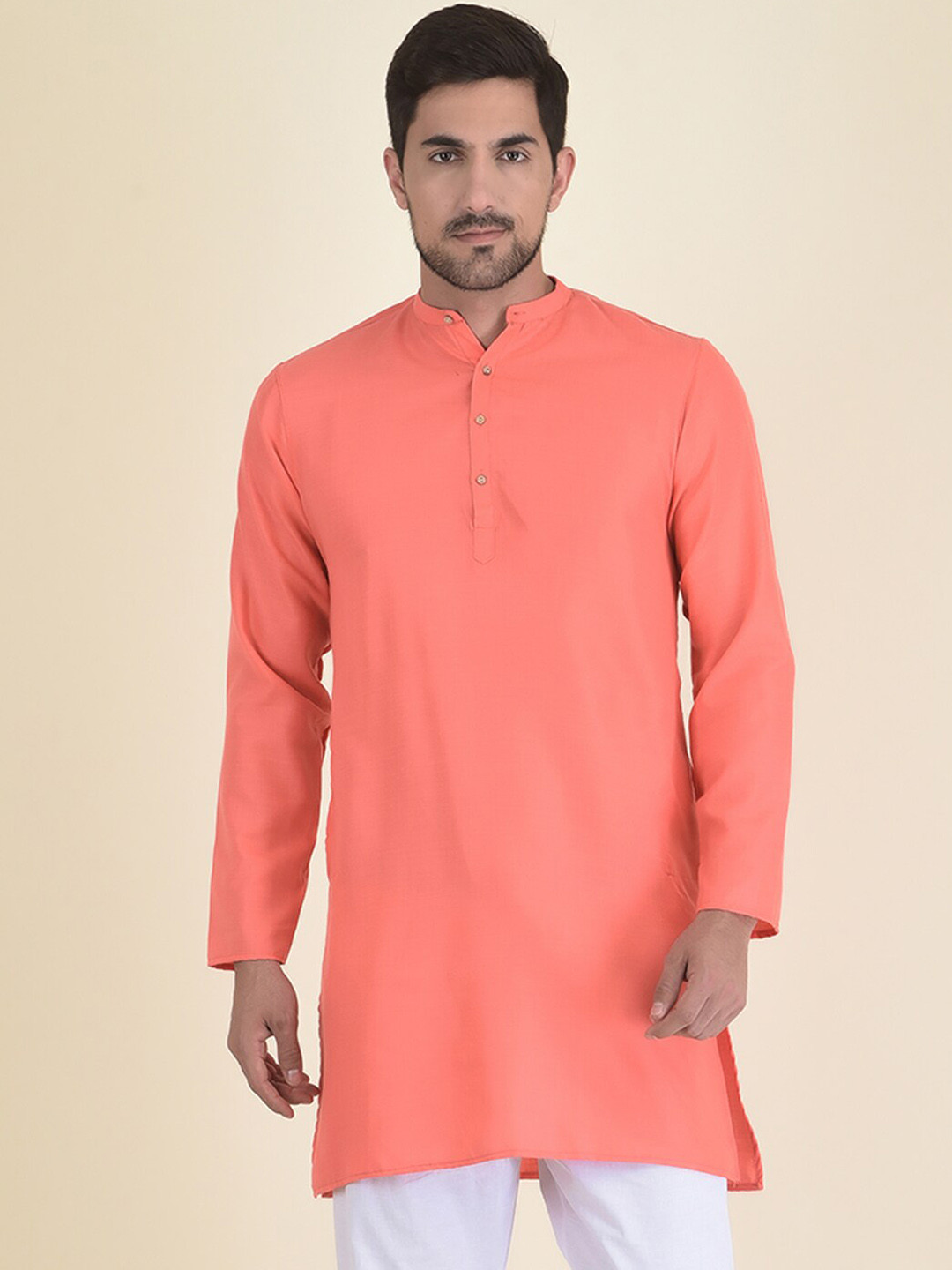 

DEYANN Men Peach-Coloured Pure Cotton Kurta with Pyjamas
