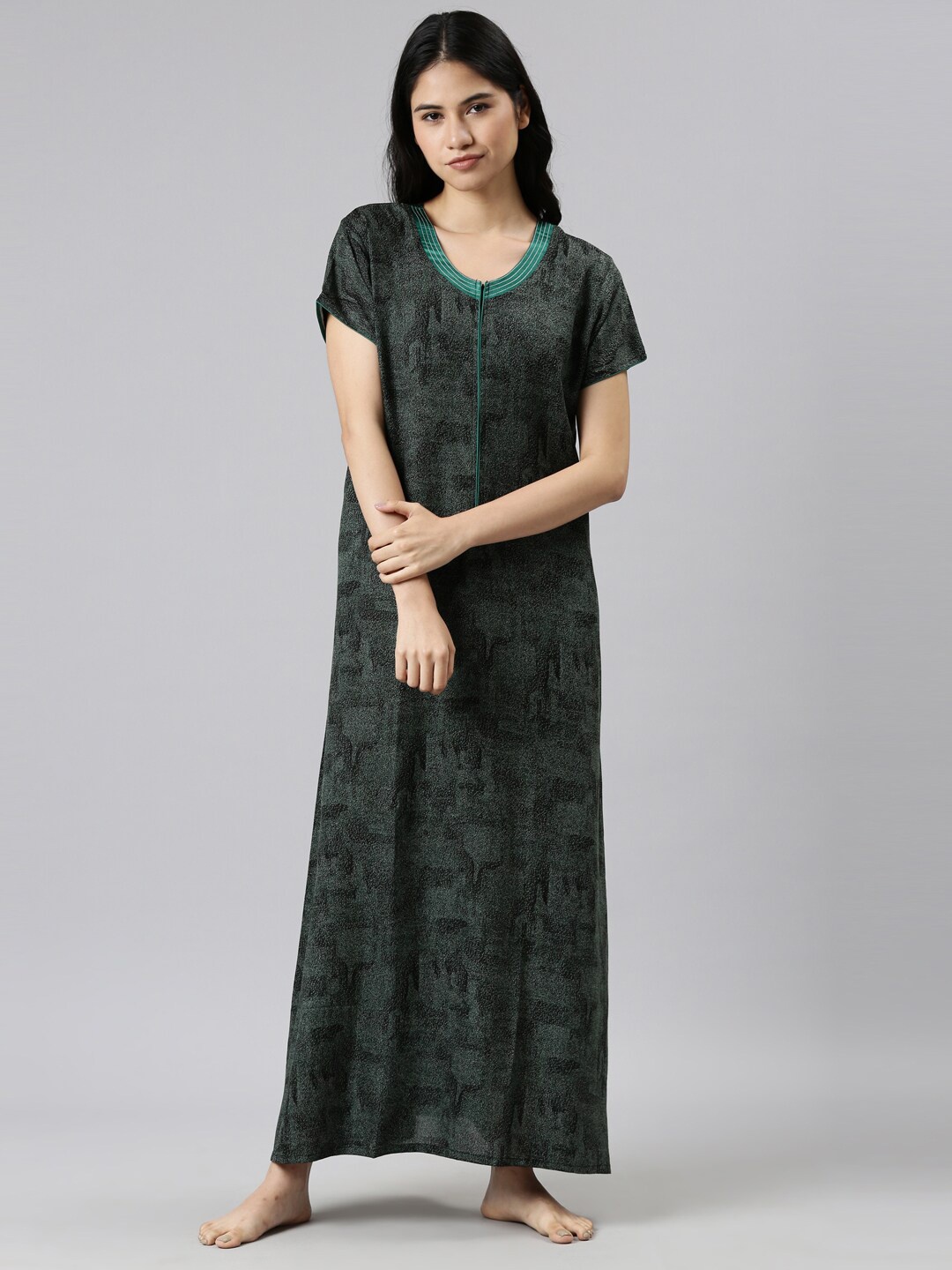 

GOLDSTROMS Green Printed Maxi Nightdress NTY-0030-GRN-Green
