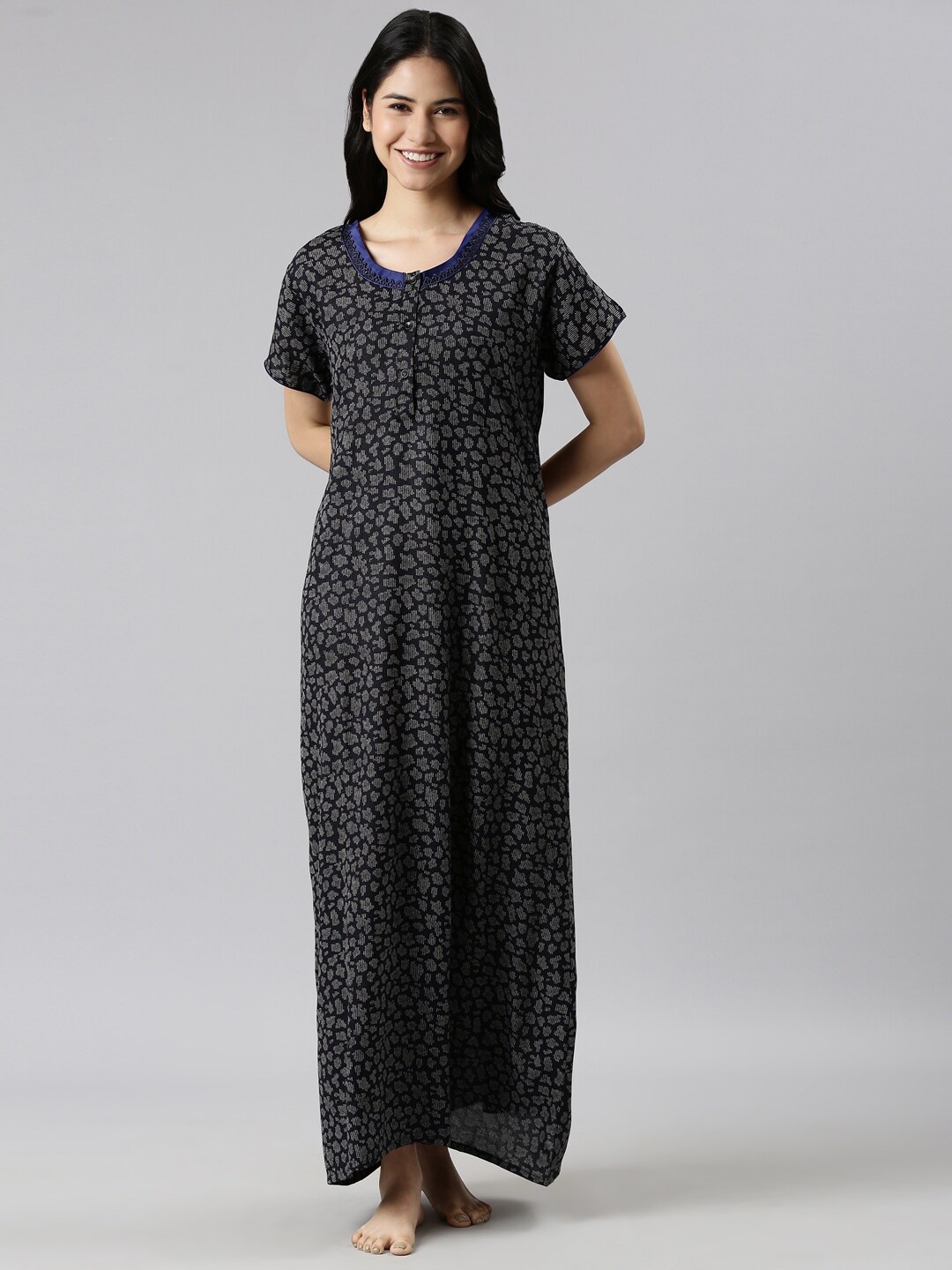 

GOLDSTROMS Navy Blue Printed Maxi Nightdress