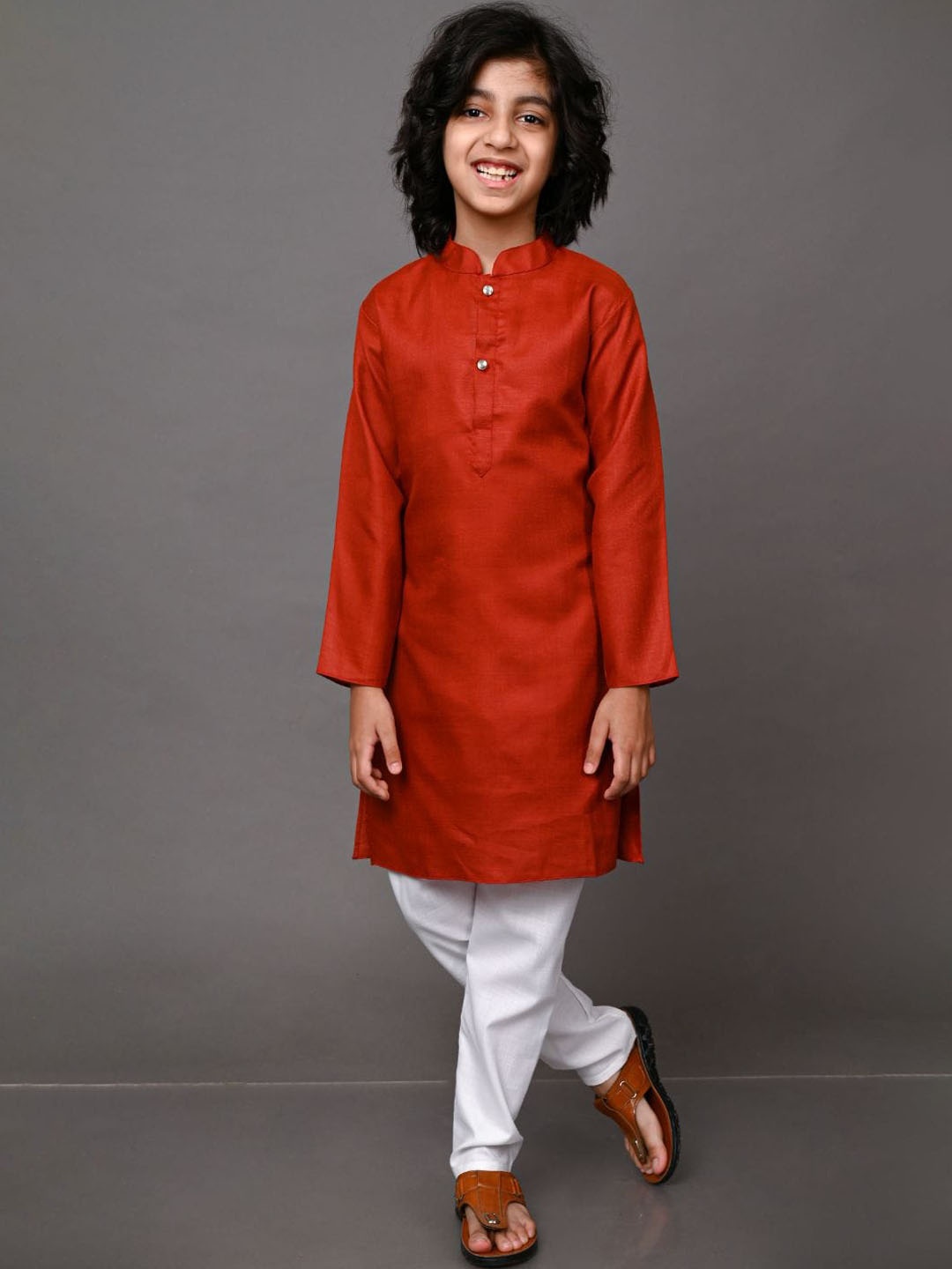 

VESHAM Boys Rust Kurta with Pyjamas