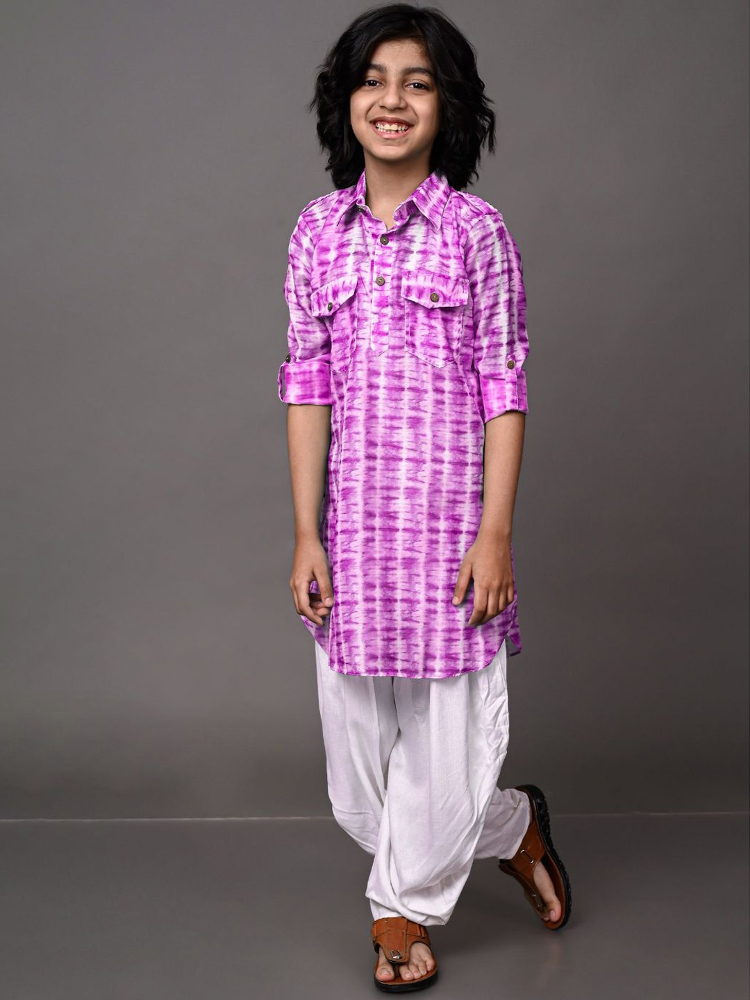 

VESHAM Boys Pink Dyed Kurta with Salwar