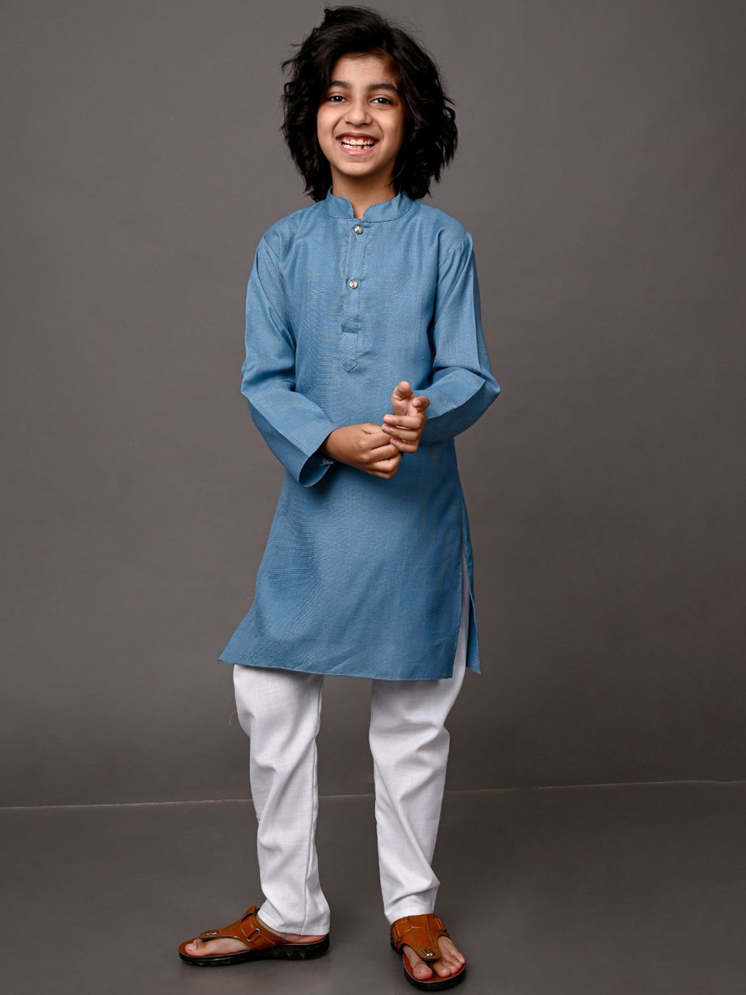 

VESHAM Boys Teal Blue Kurta with Pyjamas