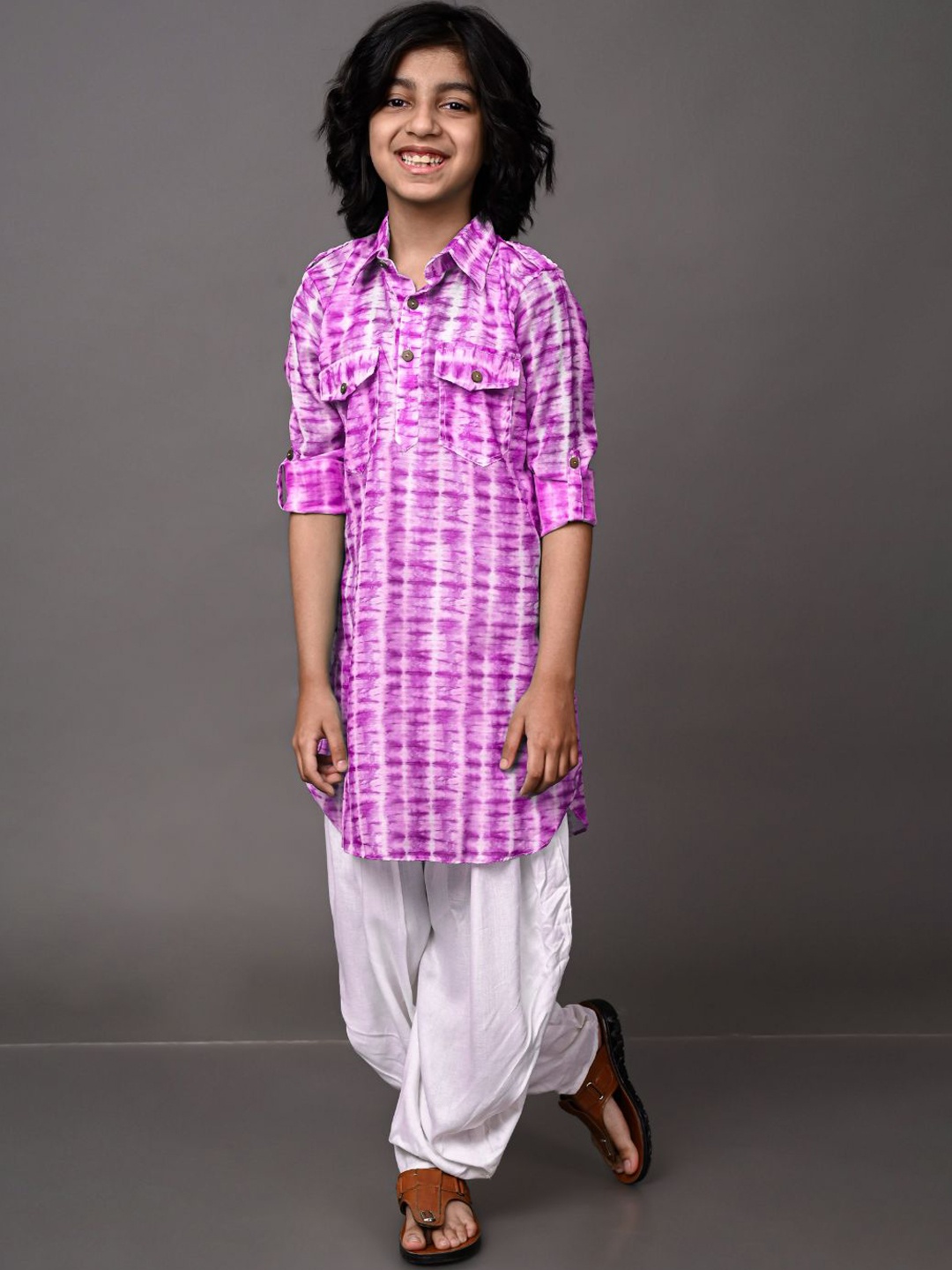 

VESHAM Boys Pink Dyed Kurta with Patiala
