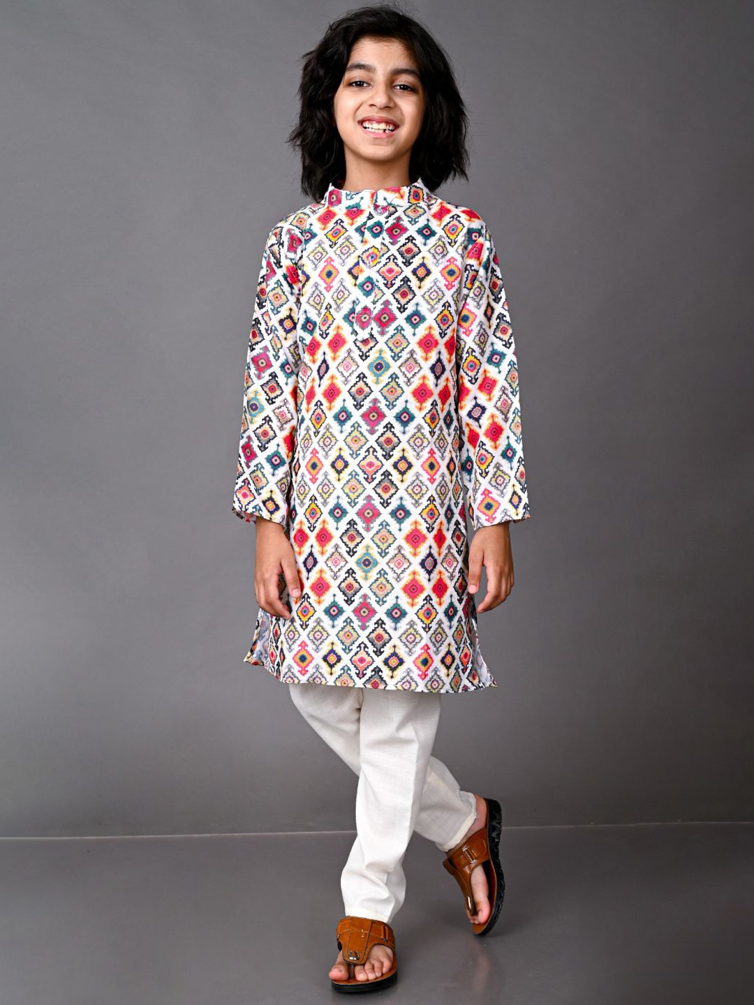 

VESHAM Boys Multicoloured Printed Kurti with Pyjamas, Multi