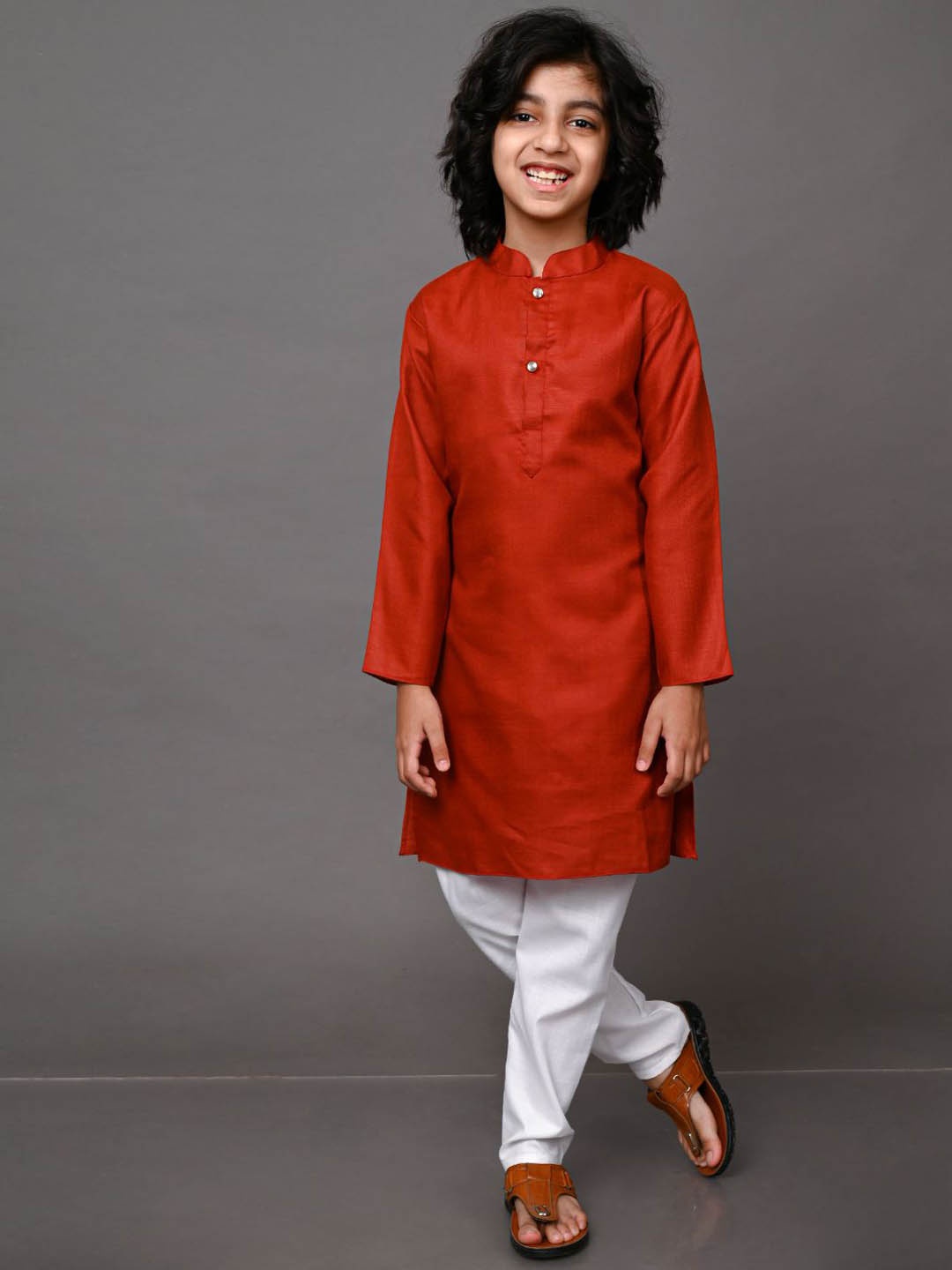 

VESHAM Boys Rust Kurta with Pyjamas