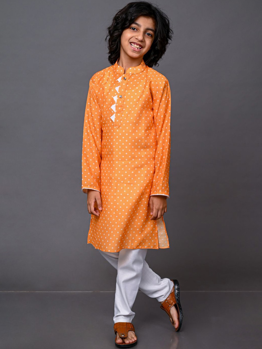 

VESHAM Boys Orange Kurta with Trousers