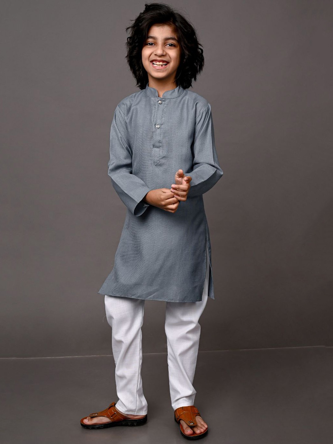

VESHAM Boys Grey Kurta with Pyjama set